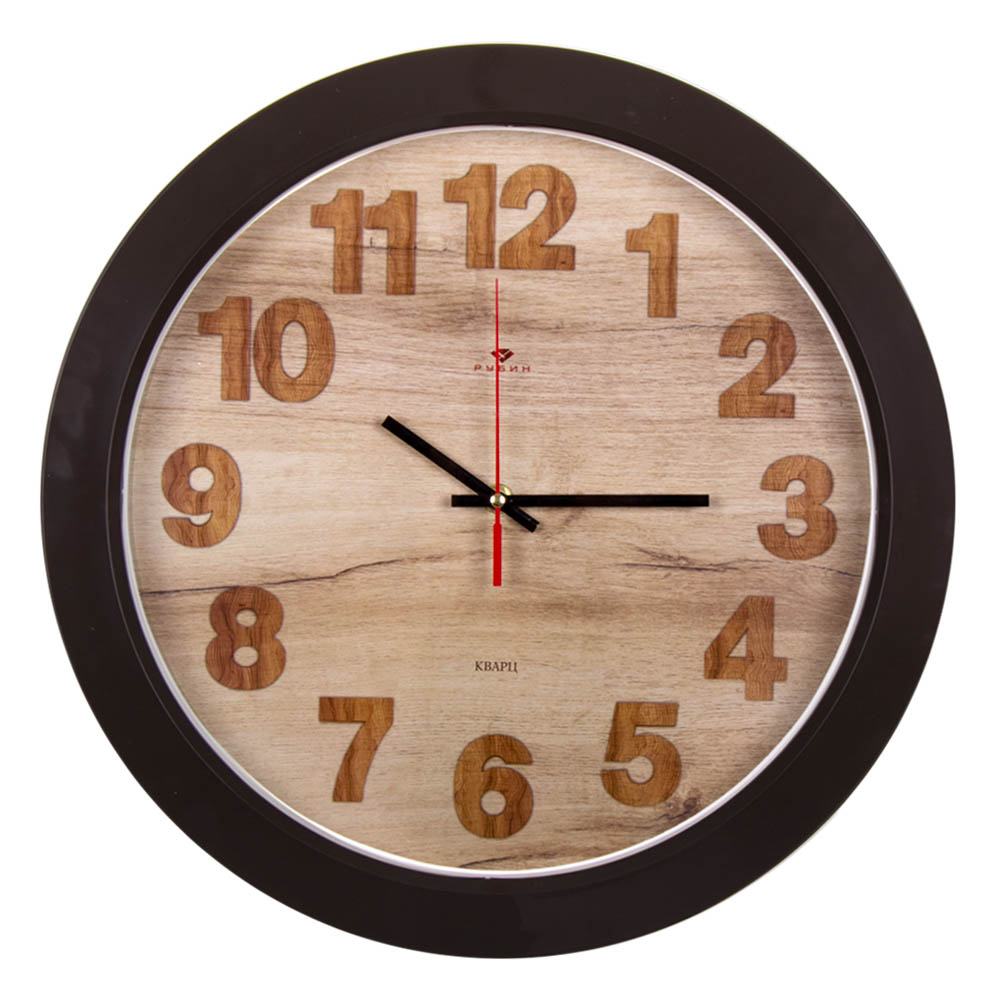 Часы настенные круг d38,5см, корпус темно-коричневый "Эко", арт.№ 581-080