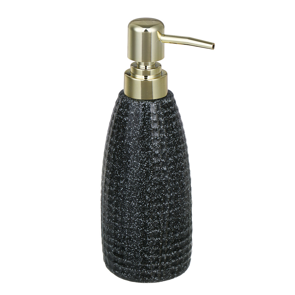 VETTA Дозатор для жидкого мыла, керамика, 350 мл, 7x7x20 см, квадро, черный, арт.№ 478-235