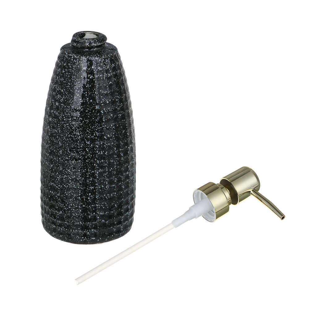 VETTA Дозатор для жидкого мыла, керамика, 350 мл, 7x7x20 см, квадро, черный, арт.№ 478-235