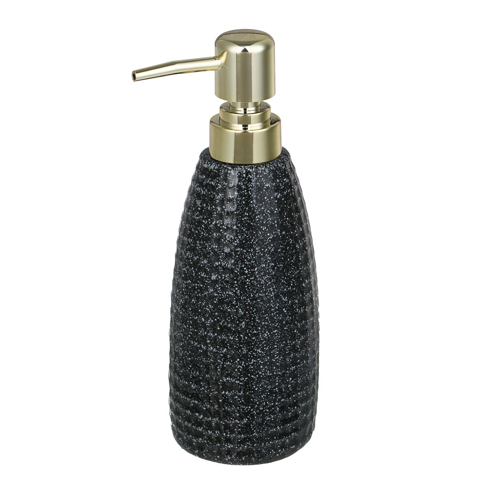 VETTA Дозатор для жидкого мыла, керамика, 350 мл, 7x7x20 см, квадро, черный, арт.№ 478-235