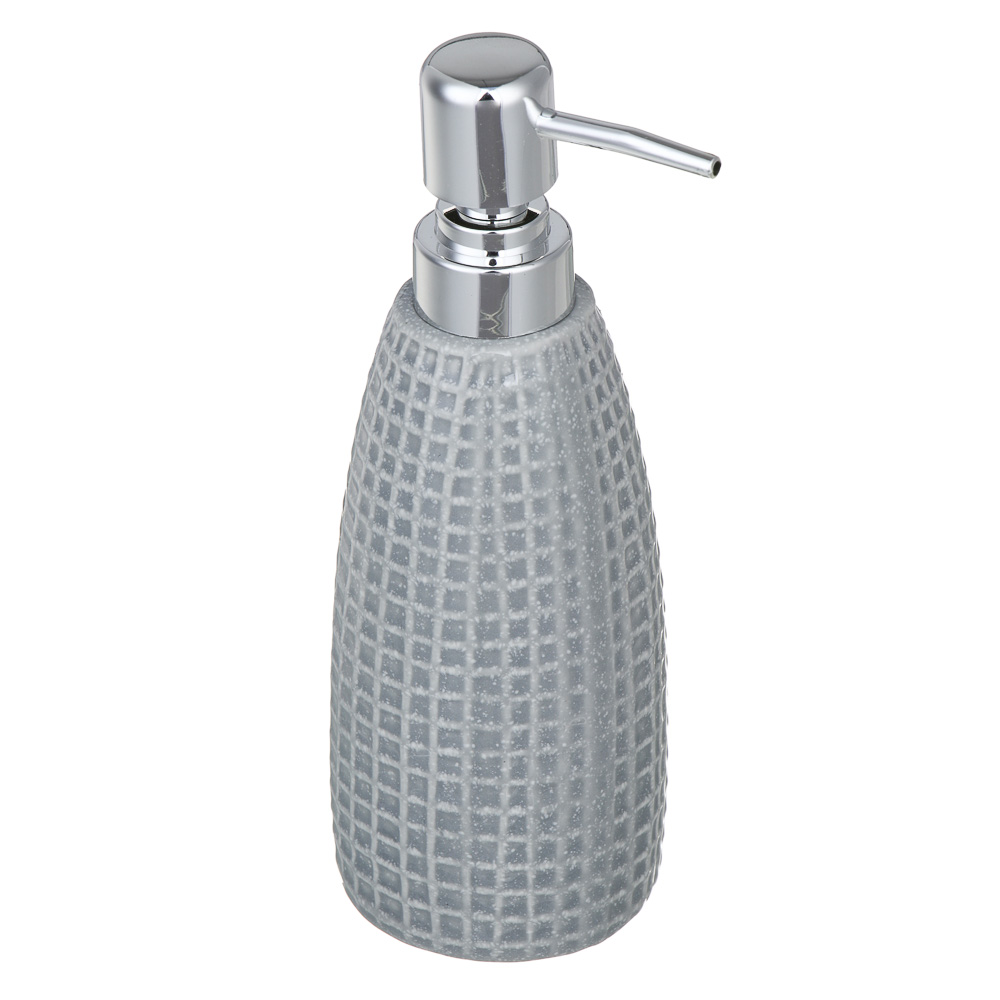 VETTA Дозатор для жидкого мыла, керамика, 350 мл, 7x7x20 см, квадро, серый, арт.№ 478-238