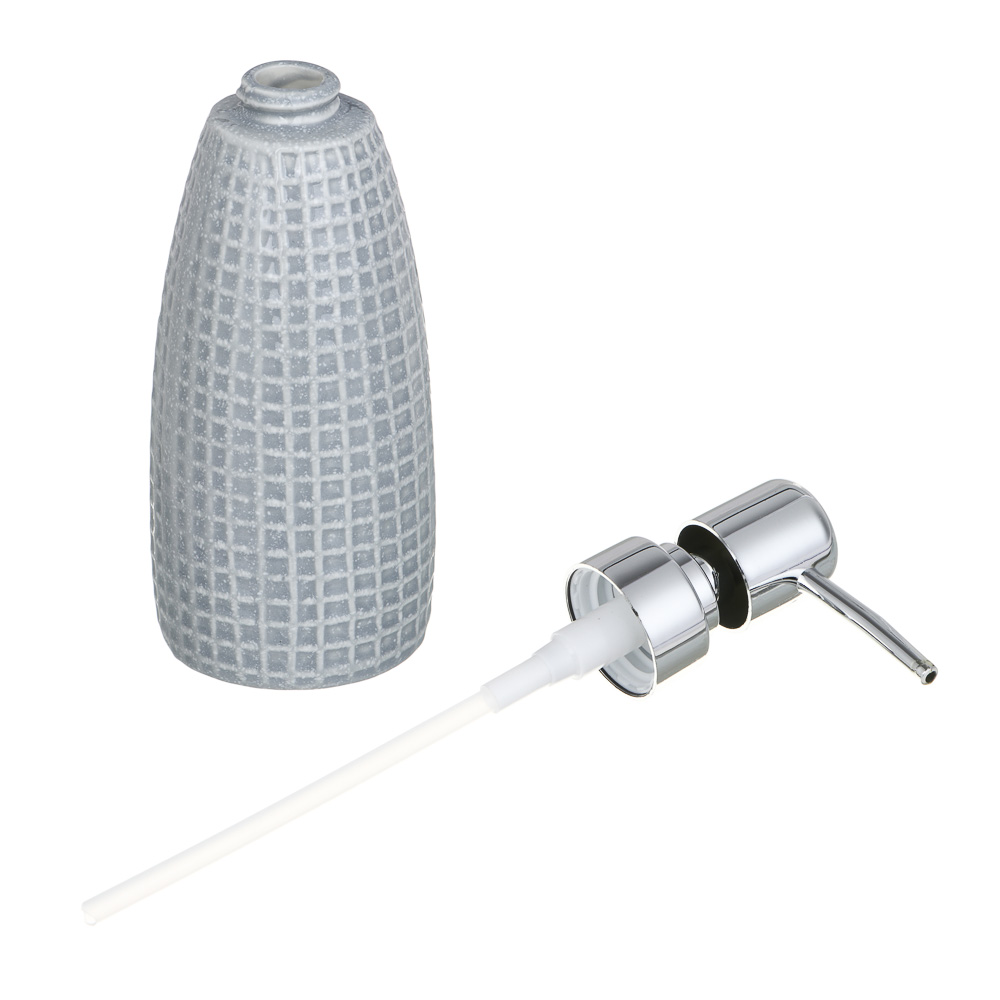 VETTA Дозатор для жидкого мыла, керамика, 350 мл, 7x7x20 см, квадро, серый, арт.№ 478-238