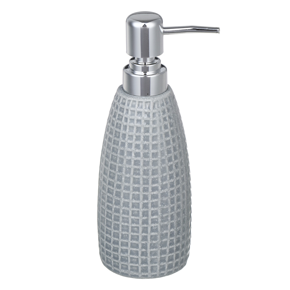 VETTA Дозатор для жидкого мыла, керамика, 350 мл, 7x7x20 см, квадро, серый, арт.№ 478-238