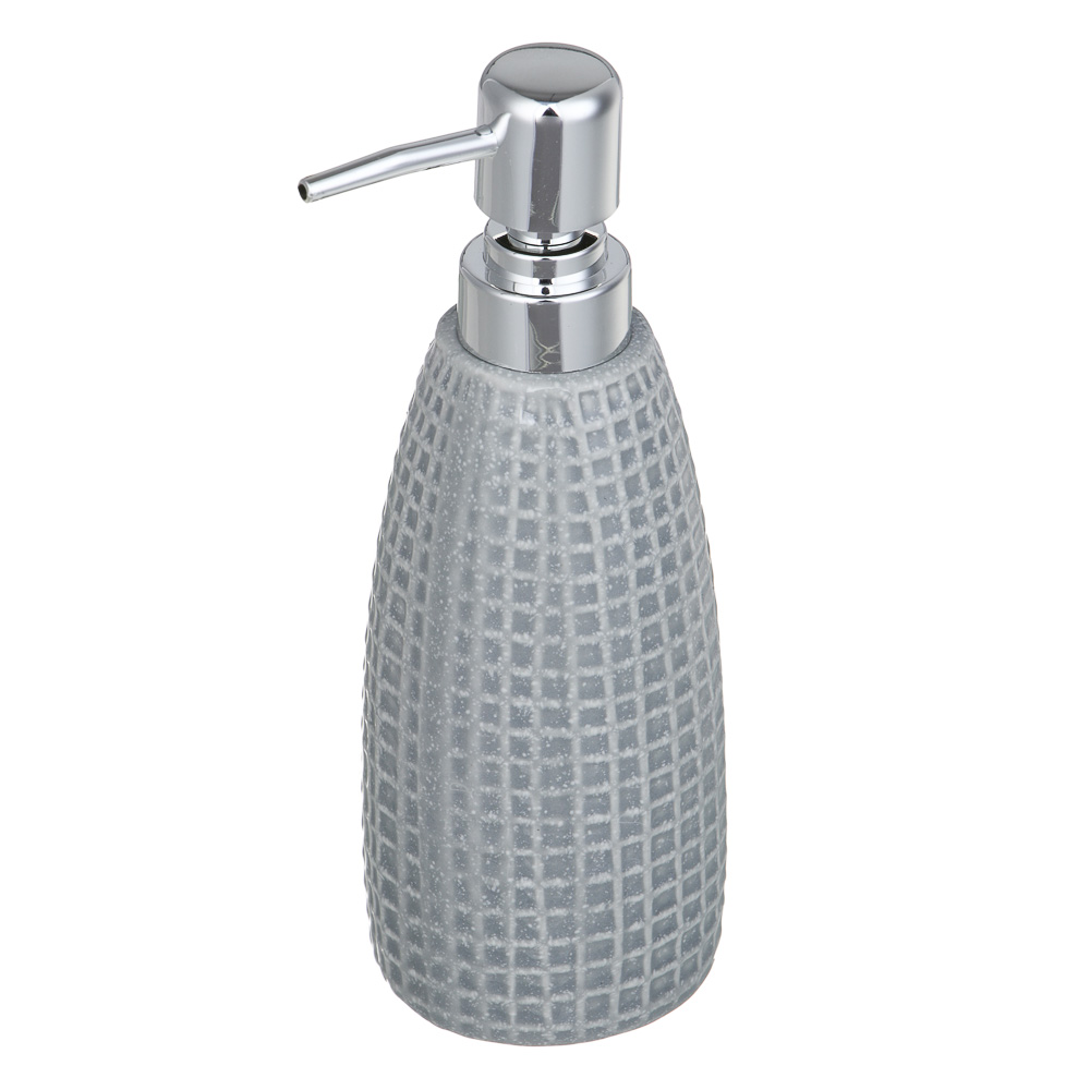 VETTA Дозатор для жидкого мыла, керамика, 350 мл, 7x7x20 см, квадро, серый, арт.№ 478-238