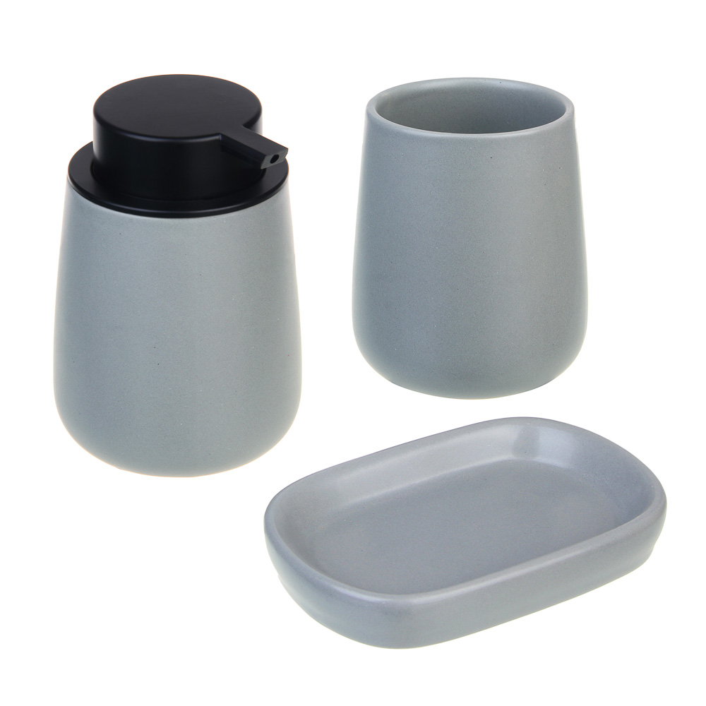 VETTA Дозатор для жидкого мыла, 320 мл, 13x9x9 см, керамика, "Космос", серый, арт.№ 478-254