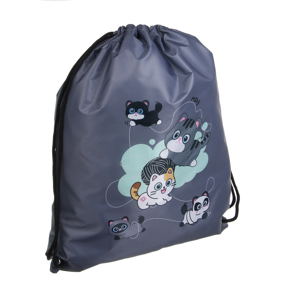 Мешок для сменной обуви на завязках, 34,8x41,5см. "Единорожка/Котики" полиэстер, ОПП пакет, 2 диз., арт.№ 524-304