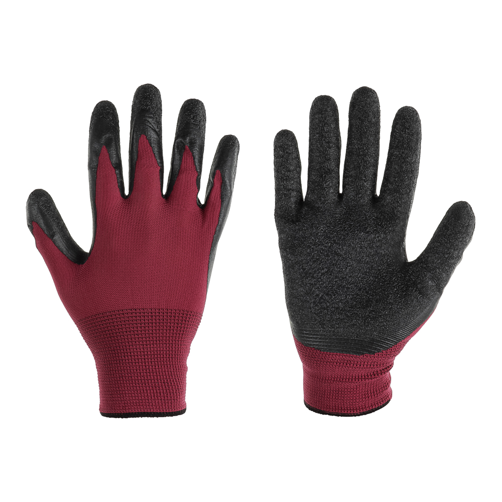 INBLOOM Перчатки с морщинистым латексным полуобливом р.10, 25см, полиэстер, 55г, арт.№ 180-022