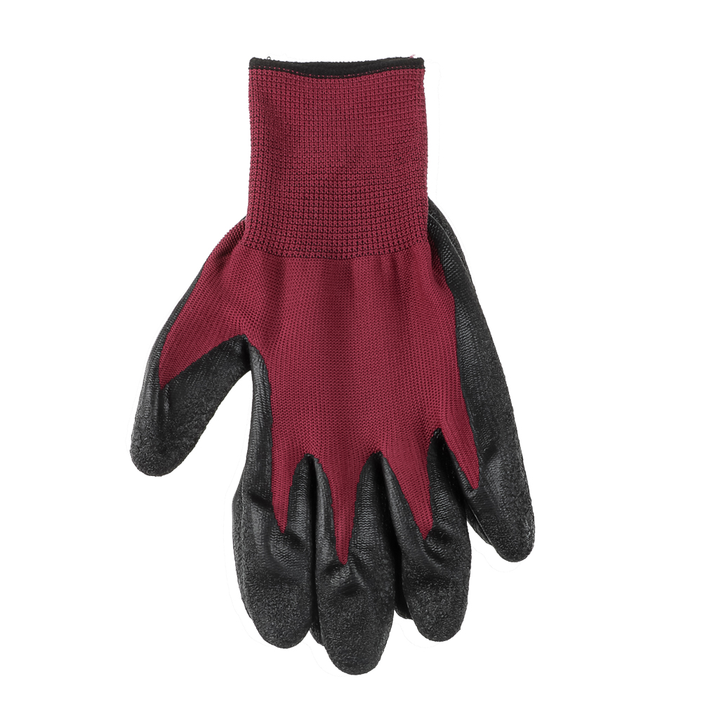 INBLOOM Перчатки с морщинистым латексным полуобливом р.10, 25см, полиэстер, 55г, арт.№ 180-022