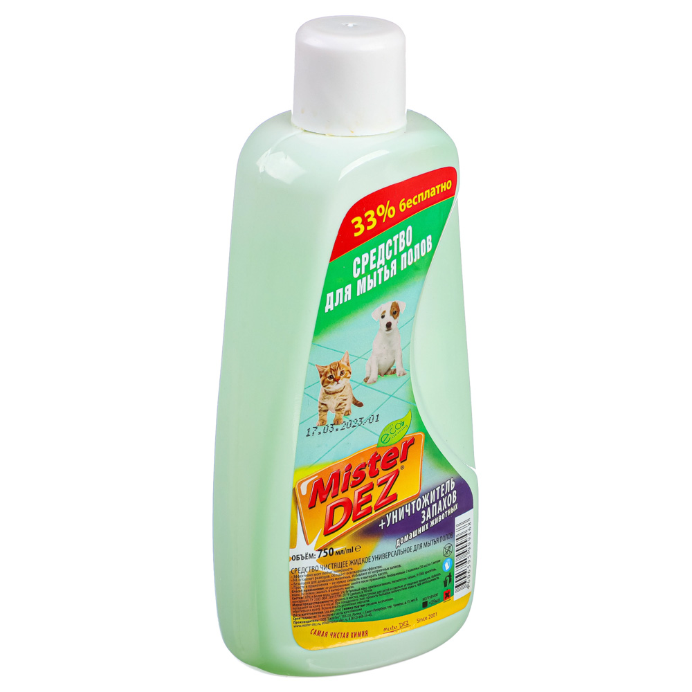 Средство для мытья полов MISTER DEZ Eco-Cleaning уничтожитель запахов домашних животных, п/б, 750мл, арт.№ 986-017