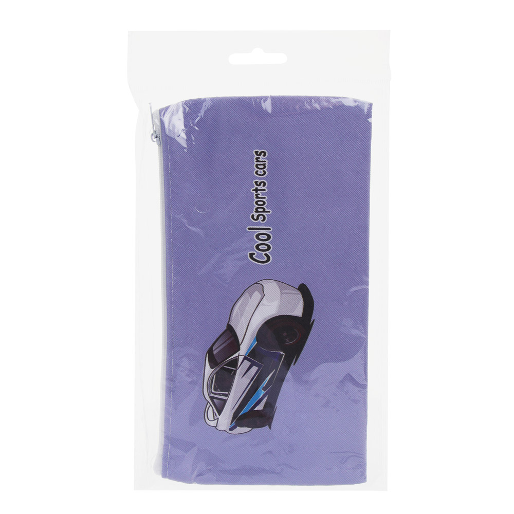 Пенал школьный прямоугольный на молнии 21х11 см, 1 отделение, искусственная кожа из ПВХ, 4 дизайна, арт.№ 238-439