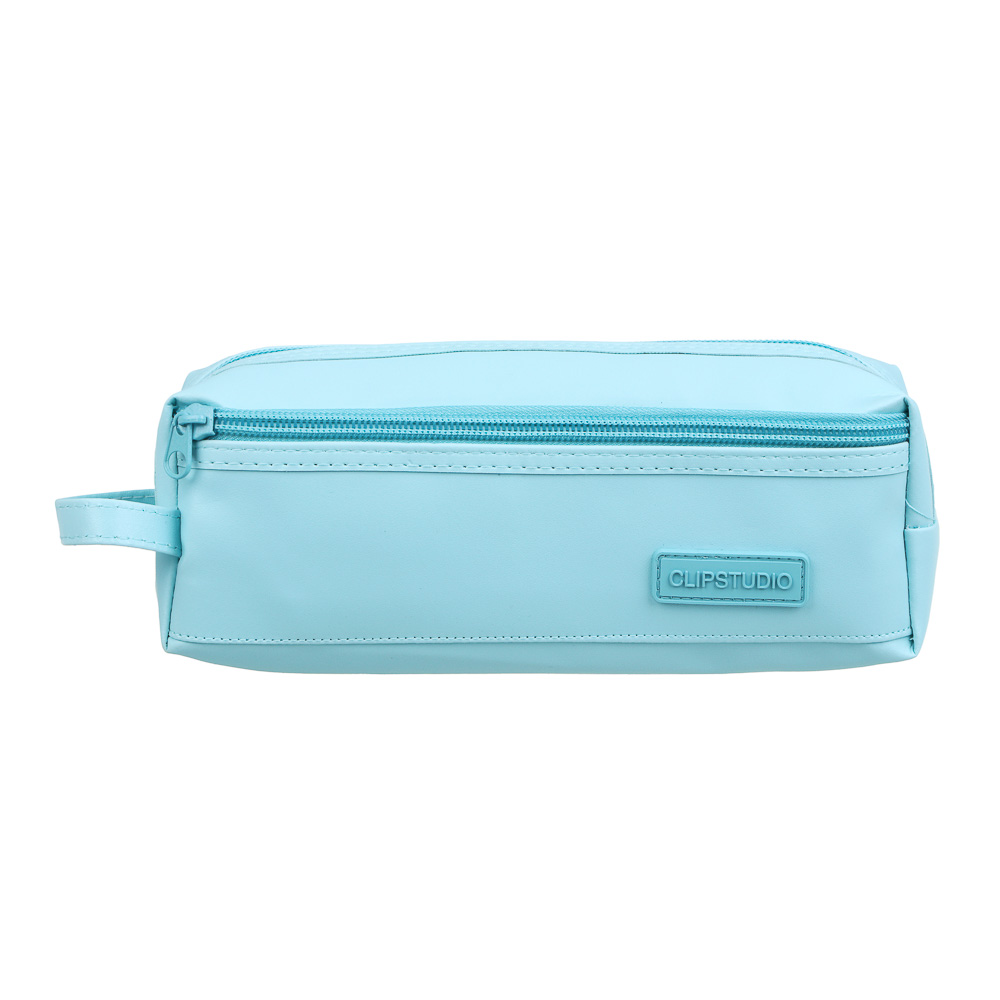 Пенал школьный прямоугольный 21,5х7х4,8 см ClipStudio, 2 отделения на молнии, полиэстер, ПВХ, 2 цвета, арт.№ 238-441