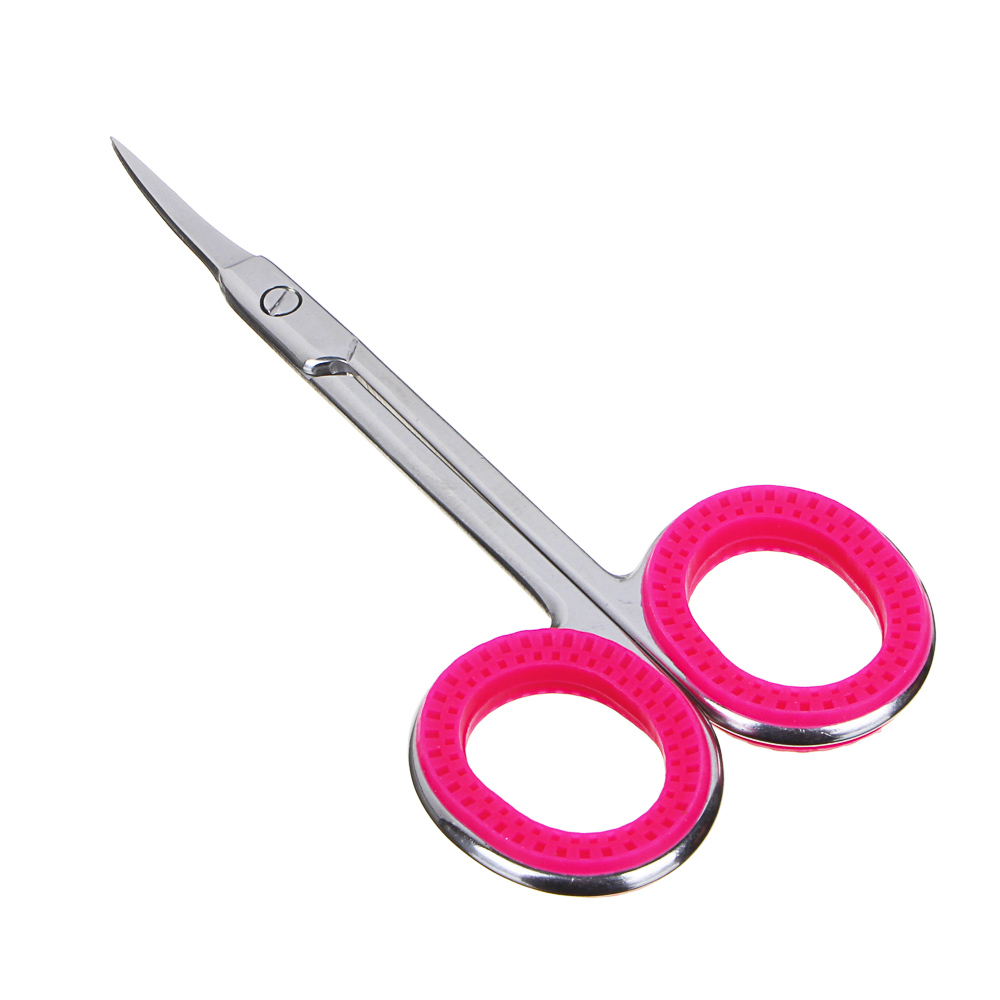 ЮНИLOOK Ножницы маникюрные для кутикулы с загнутыми лезвиями, сталь, силикон, 9,2см, 3 цвета, арт.№ 305-170