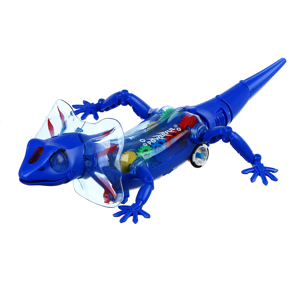 BY Ящерица с шестерёнками, 3хАА, ABS, свет, звук, движение, 27x12x9см, арт.№ 274-198