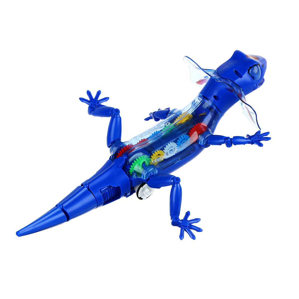 BY Ящерица с шестерёнками, 3хАА, ABS, свет, звук, движение, 27x12x9см, арт.№ 274-198