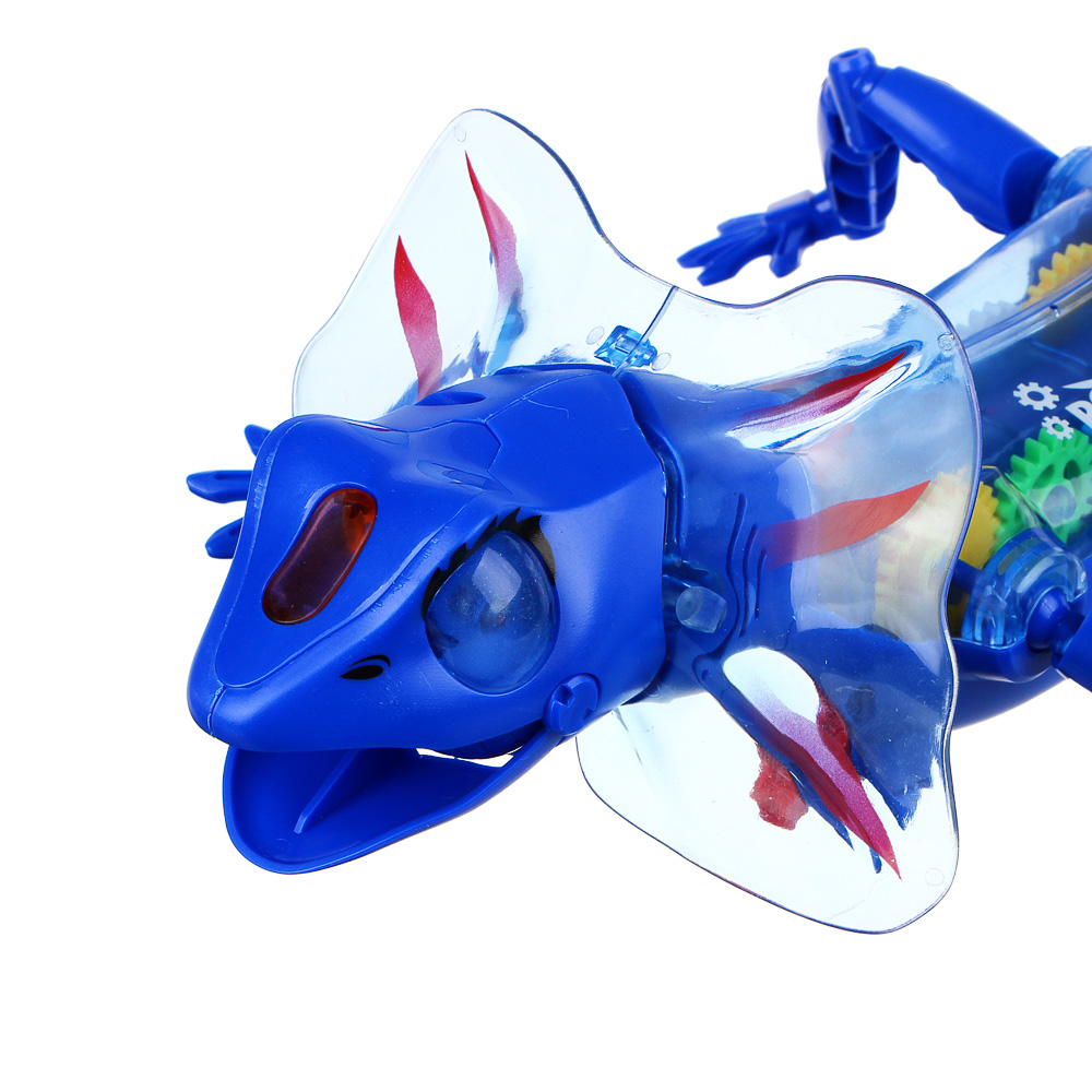 BY Ящерица с шестерёнками, 3хАА, ABS, свет, звук, движение, 27x12x9см, арт.№ 274-198