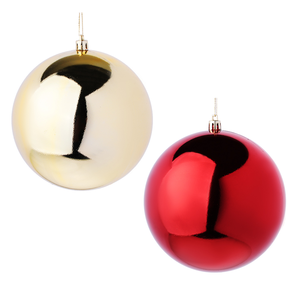 СНОУ БУМ Шар 12см, пластик, 1шт, в пакете, красный и золотой, арт.№ 372-419