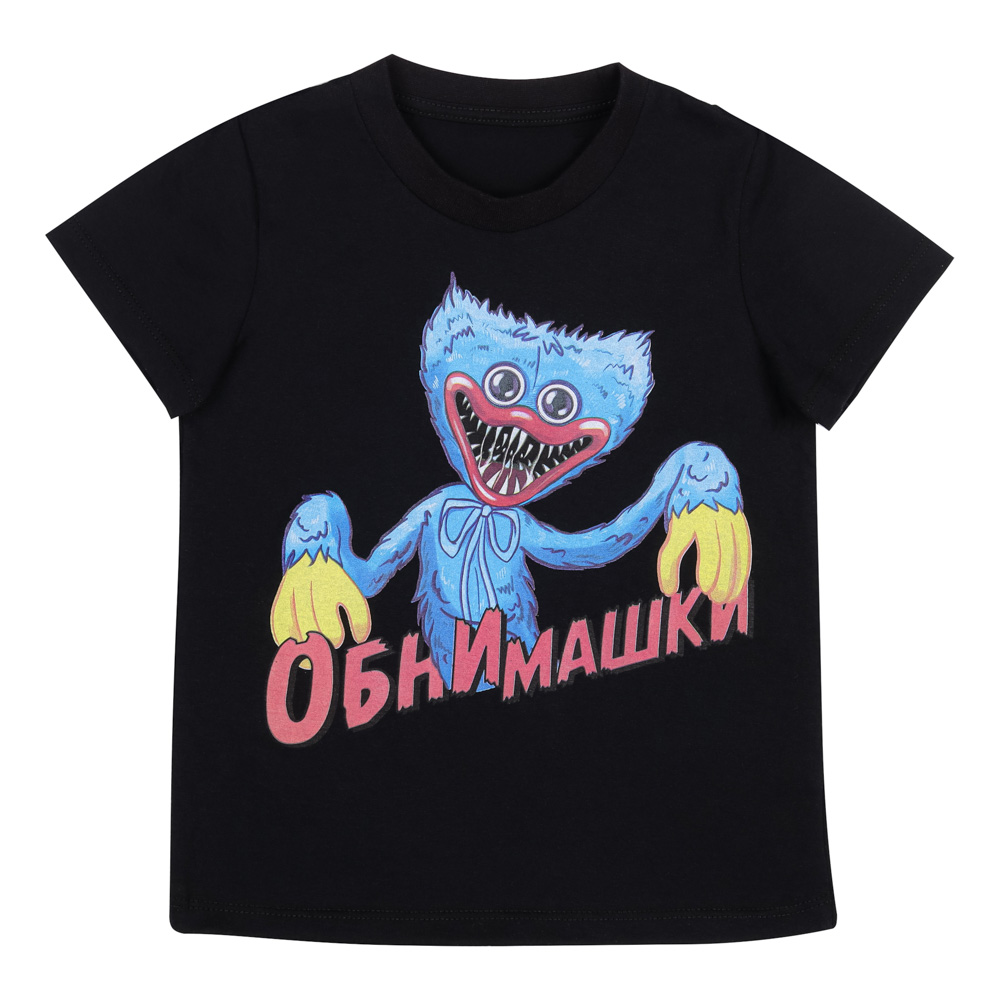 Футболка "ДЕТИ" Обнимашки, хлопок, размер 116, цвет черный, арт.№ 830-794