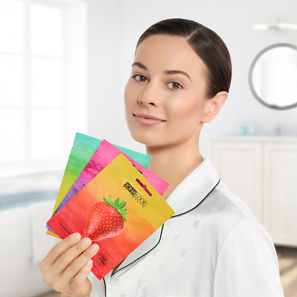 ЮНИLOOK Набор Маска тканевая для лица Суперфрукты 22 мл х 3шт, 3 вида, арт.№ 022-113