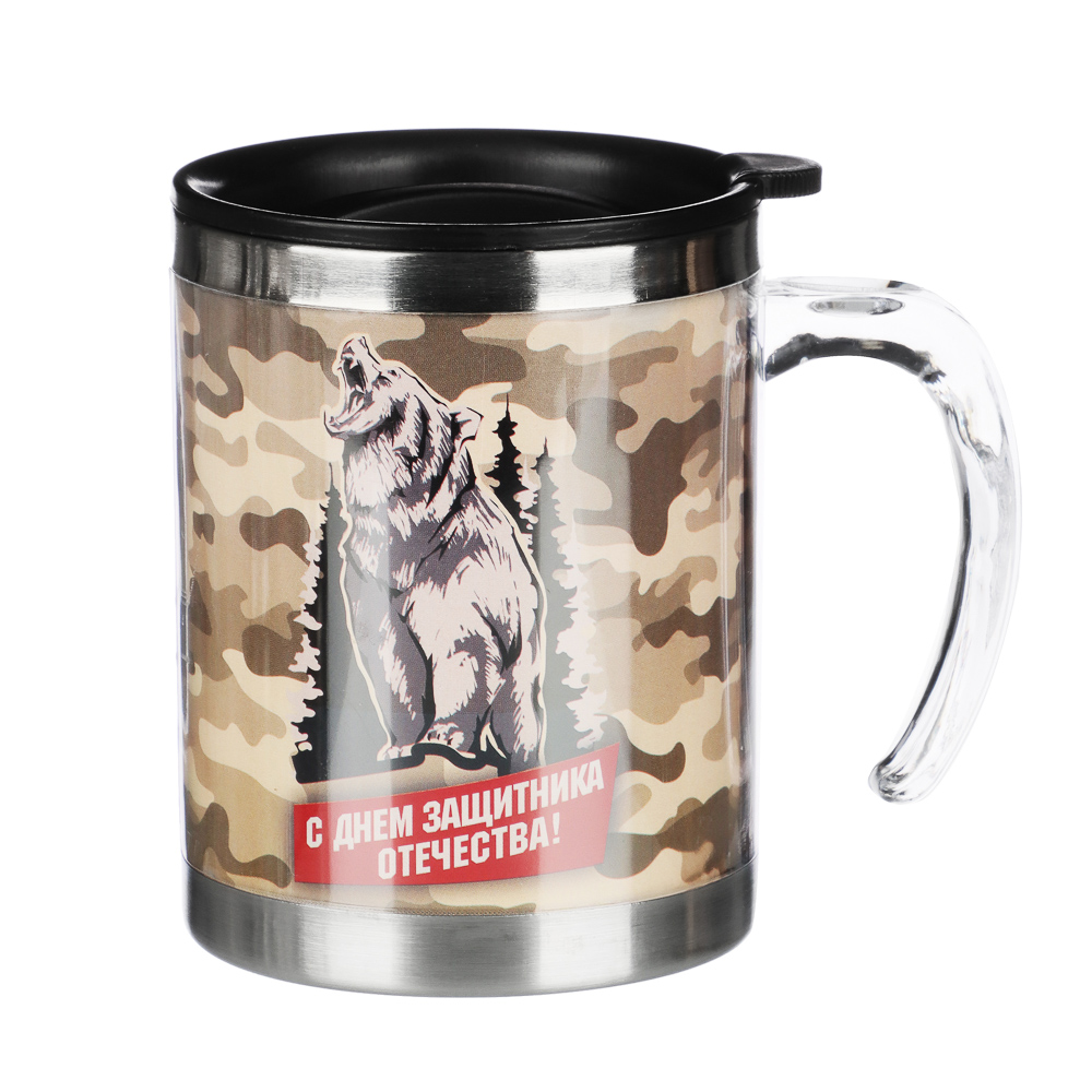 Термокружка 400мл, "Для мужчин", нерж.сталь, 3 дизайна, арт.№ 806-026