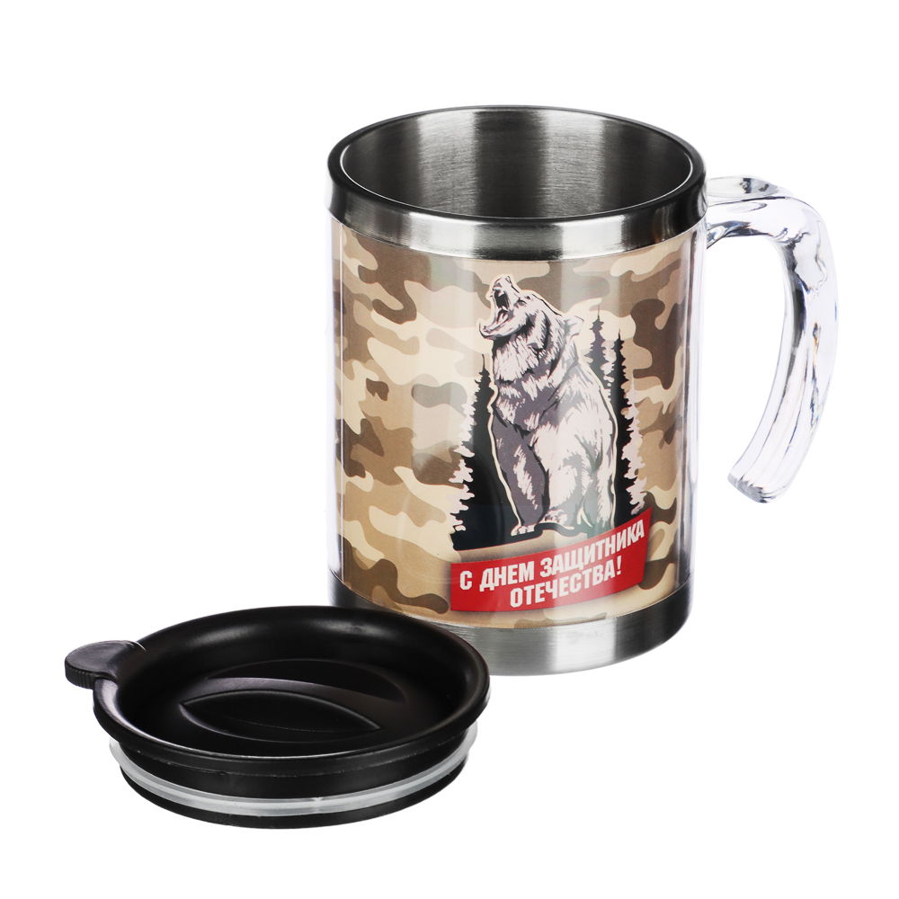 Термокружка 400мл, "Для мужчин", нерж.сталь, 3 дизайна, арт.№ 806-026