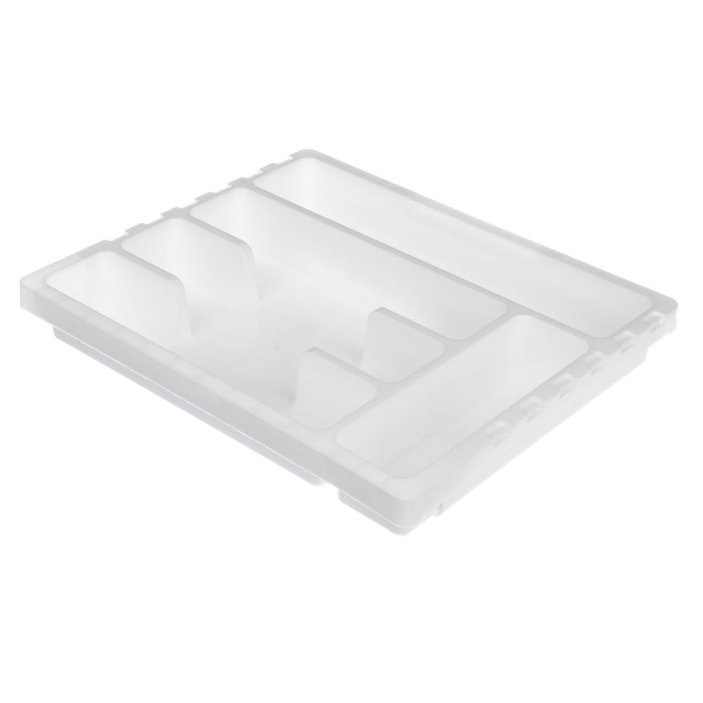 Лоток для столовых приборов Смарт, раздвижной, пластик, 360*300*52,6 мм, цвет белый, арт.№ 485-190