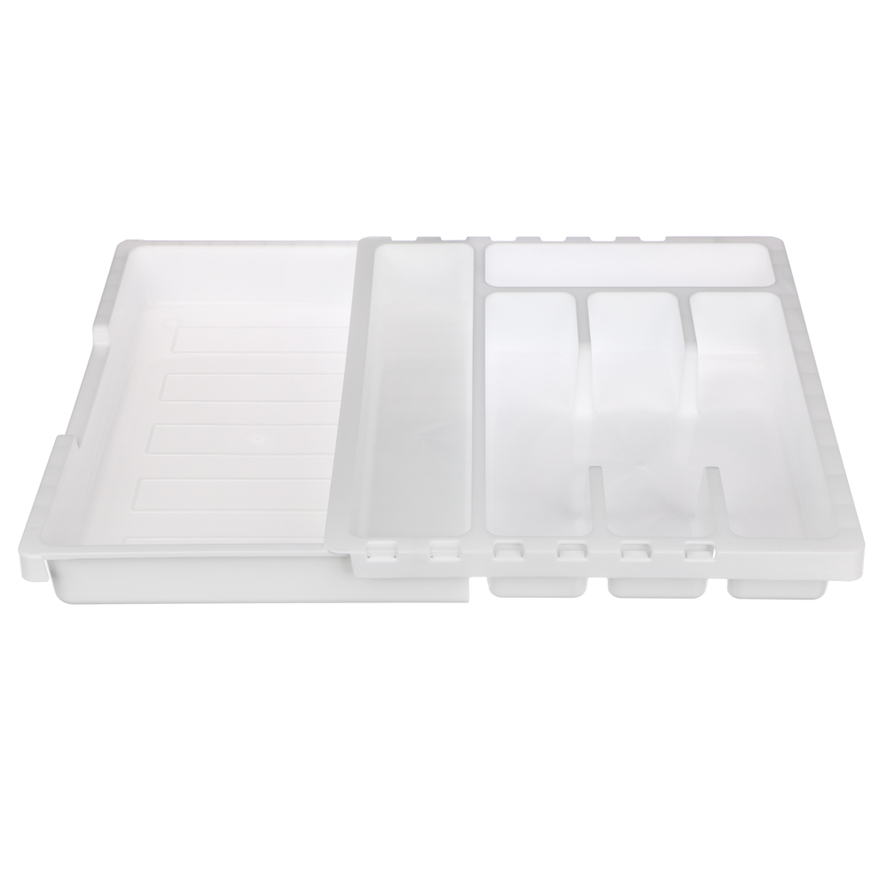 Лоток для столовых приборов Смарт, раздвижной, пластик, 360*300*52,6 мм, цвет белый, арт.№ 485-190