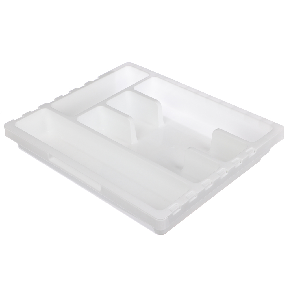 Лоток для столовых приборов Смарт, раздвижной, пластик, 360*300*52,6 мм, цвет белый, арт.№ 485-190