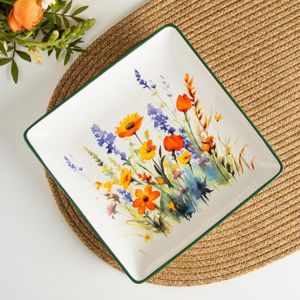 MILLIMI Полевые цветы Блюдо квадратное, 21х21х3см, керамика, арт.№ 824-020