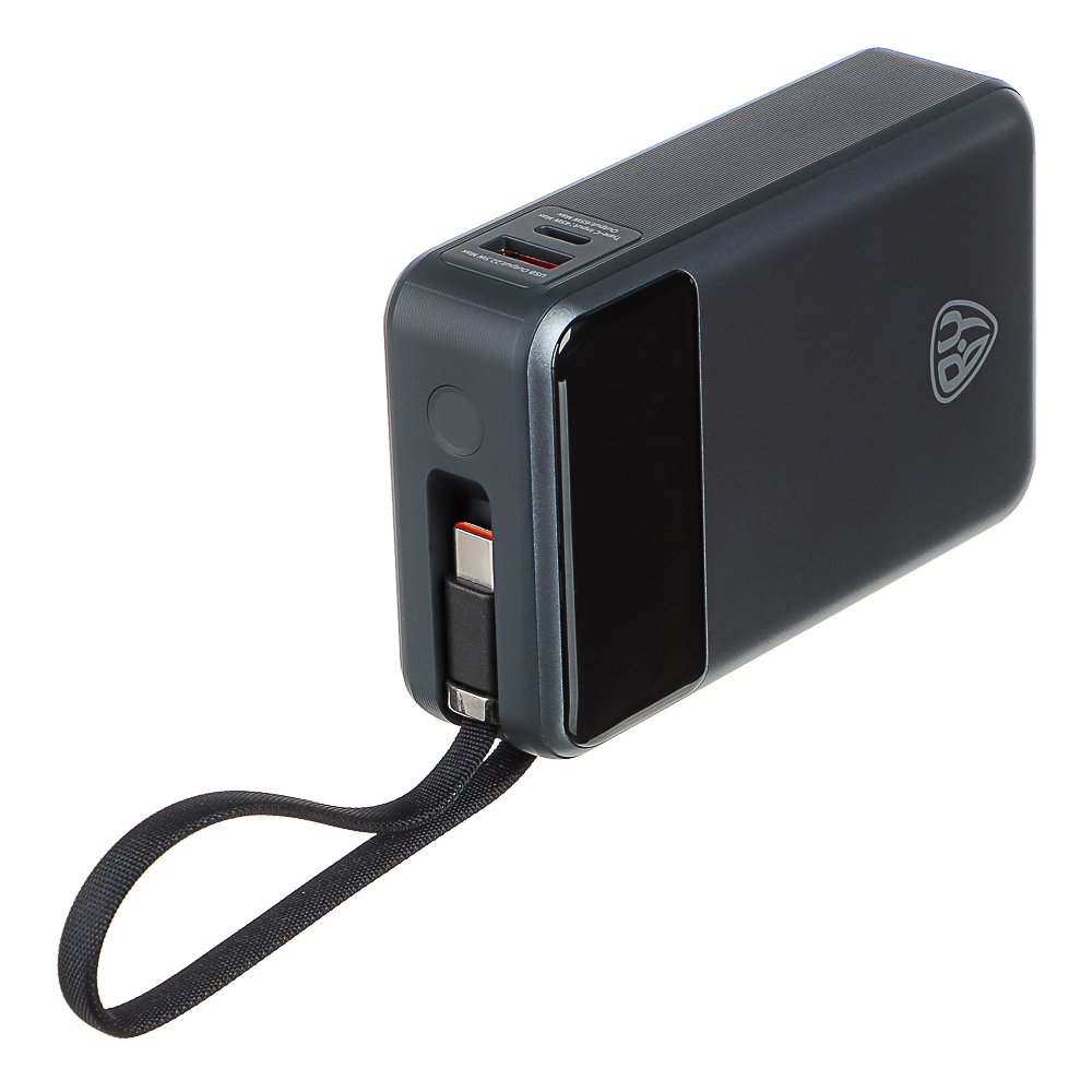 Аккумулятор мобильный BY 20000мАч, 1xUSB-C, 1xUSB-A, встроенный кабель Type-C, 65Вт, арт.№ 031-121