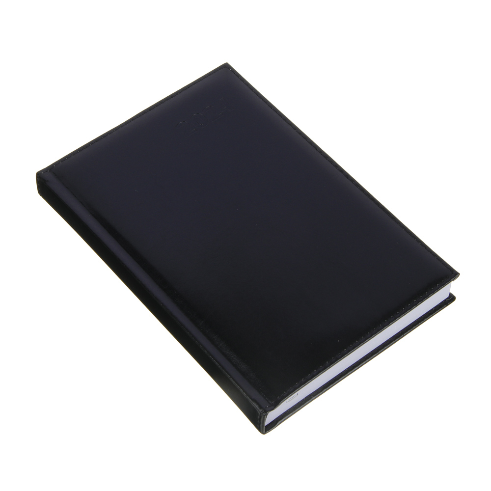 Ежедневник на 2024 "БИЗНЕС" А5, 352 стр., тв.обл.с поролоном, искусственная кожа, черный, арт.№ 572-130