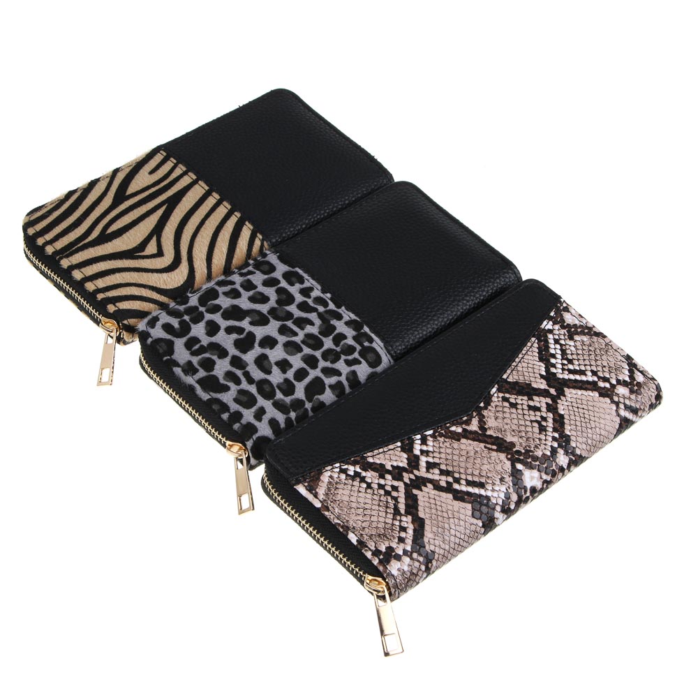 ЮL Серпенти Кошелек для карт, купюр и монет на молнии ПУ, металл, 19х10х2см, 3 дизайна, КЖ24-12, арт.№ 303-027