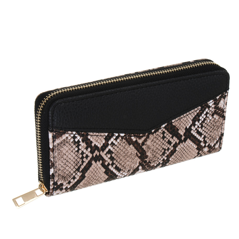 ЮL Серпенти Кошелек для карт, купюр и монет на молнии ПУ, металл, 19х10х2см, 3 дизайна, КЖ24-12, арт.№ 303-027