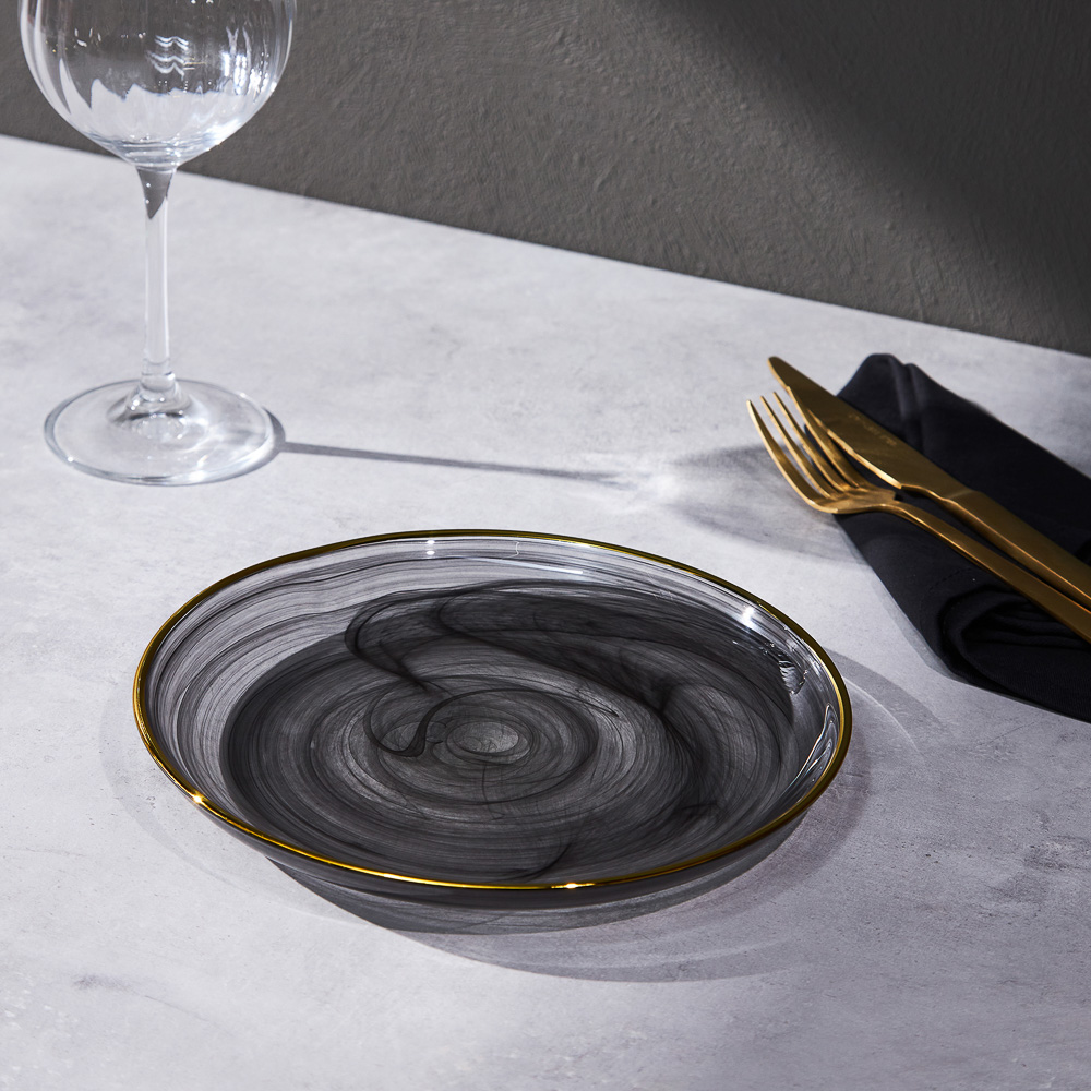 BY COLLECTION Black Line Тарелка десертная, 20,5х2см, стекло, арт.№ 820-847