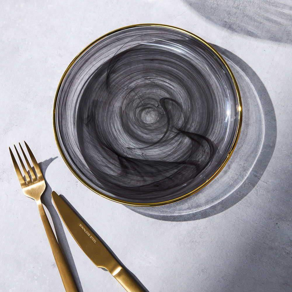 BY COLLECTION Black Line Тарелка десертная, 20,5х2см, стекло, арт.№ 820-847