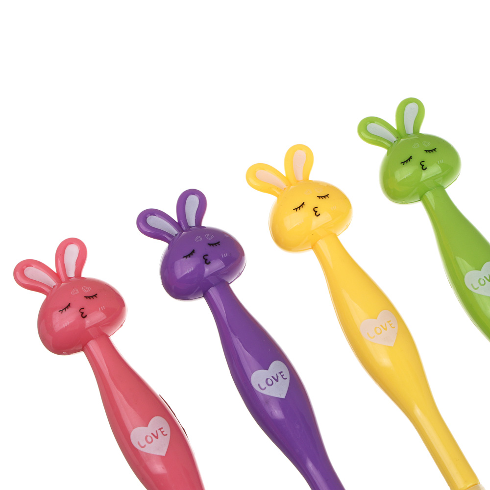 Ручка шариковая синяя в форме зайчика, пластик, 15,5 см, 4 дизайна, арт.№ 591-039