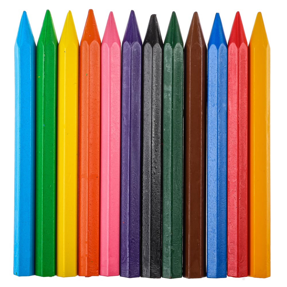 ЛУЧ Мелки восковые "ZOO", 12 цветов, шестигранные, 9х0,8см, в картонной коробке с подвесом, арт.№ 232-016