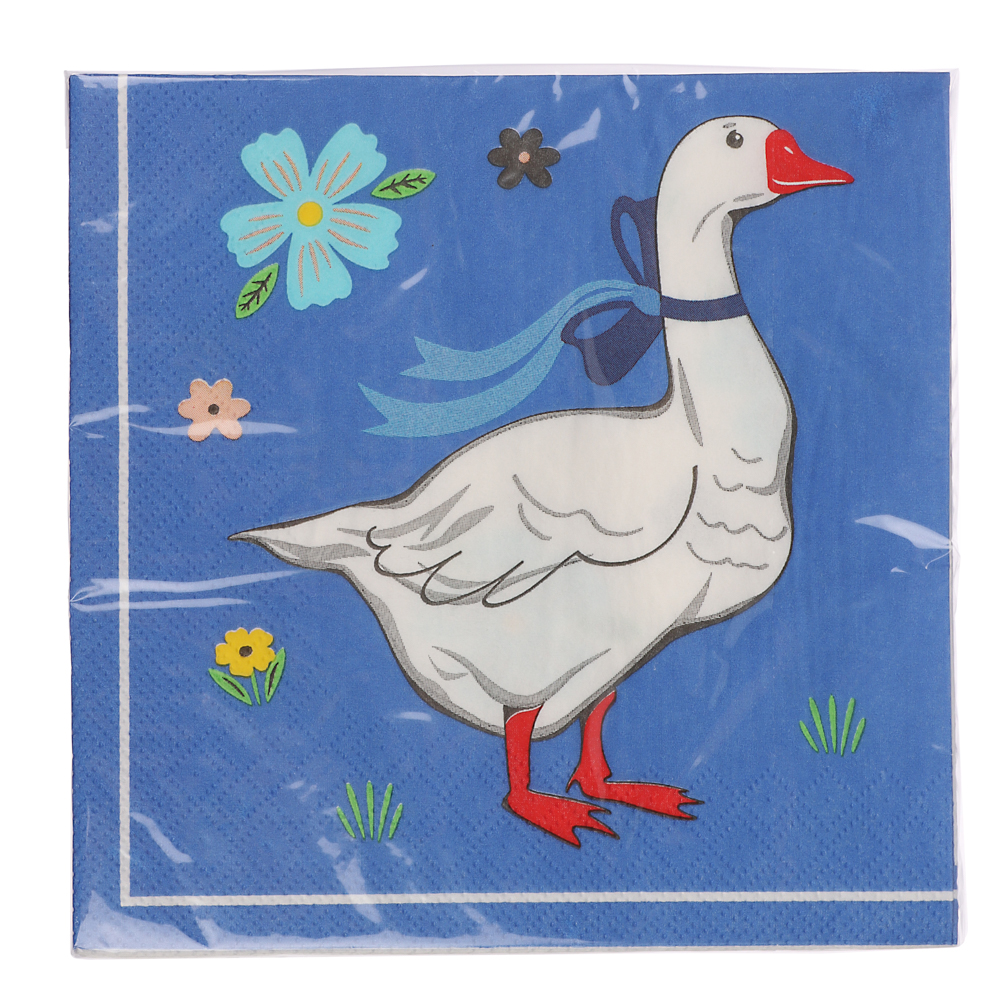 Салфетки бумажные трехслойные Гуси-1, 33*33 см, 20 шт, арт.№ 530-411