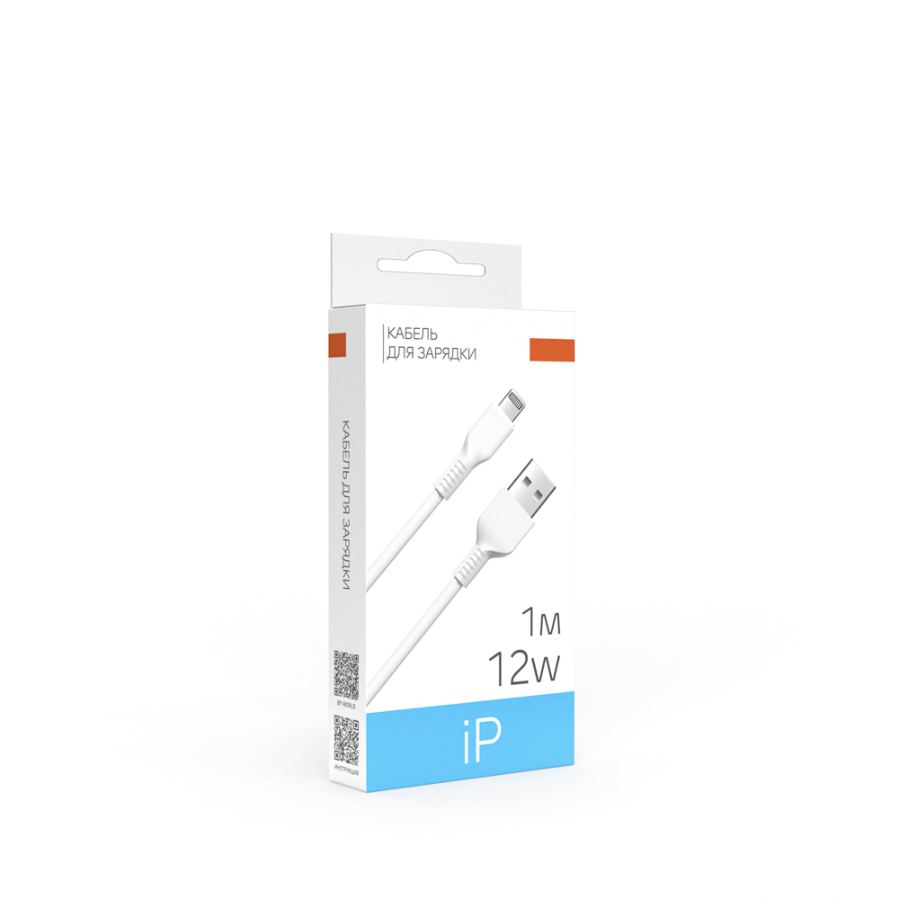Кабель для зарядки USB(A)-iP BY Balance, 12Вт, 1 м, 2.4A, PVC, белый, арт.№ 931-615