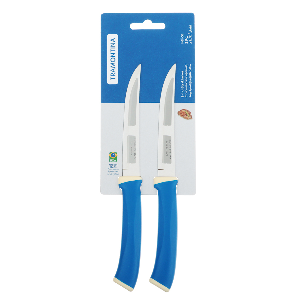 Tramontina Felice Нож для мяса с гладким лезвием 12.7см, картонный блистер, цена за 2шт, 23493/215, арт.№ 871-585