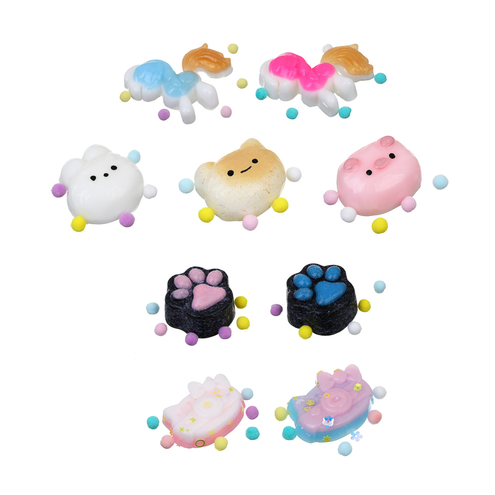 ИГРОЛЕНД Игрушка антистресс сквиш-мялка "Сладости" 5х5 см, TPR, ПЭ, 8 дизайнов, арт.№ 297-010