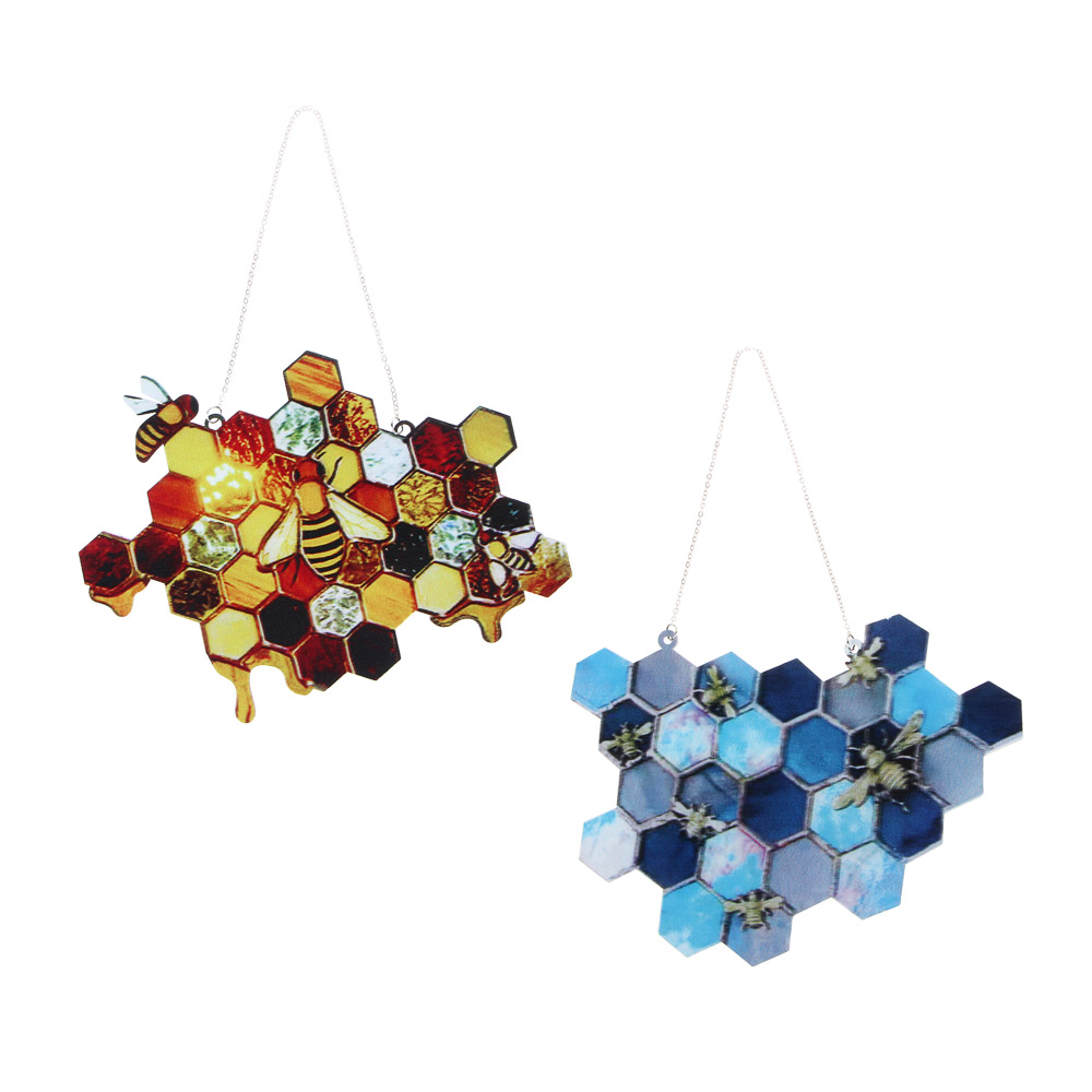 INBLOOM Украшение для окна витражное "Соты", 18х14см, акрил, 2 дизайна, арт.№ 153-155