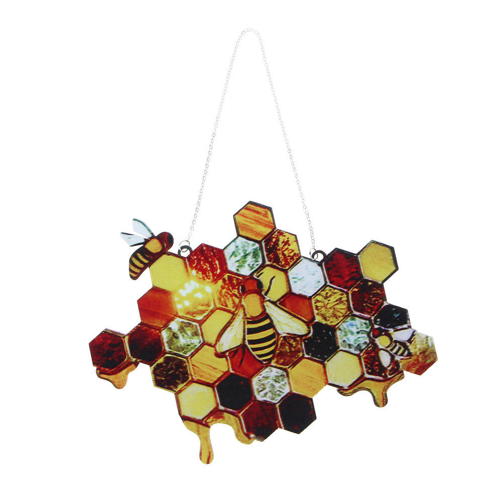 INBLOOM Украшение для окна витражное "Соты", 18х14см, акрил, 2 дизайна, арт.№ 153-155