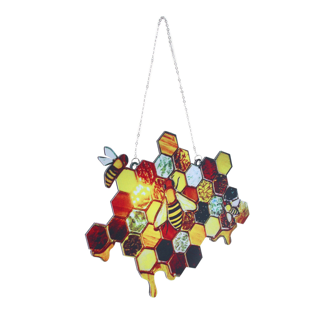 INBLOOM Украшение для окна витражное "Соты", 18х14см, акрил, 2 дизайна, арт.№ 153-155