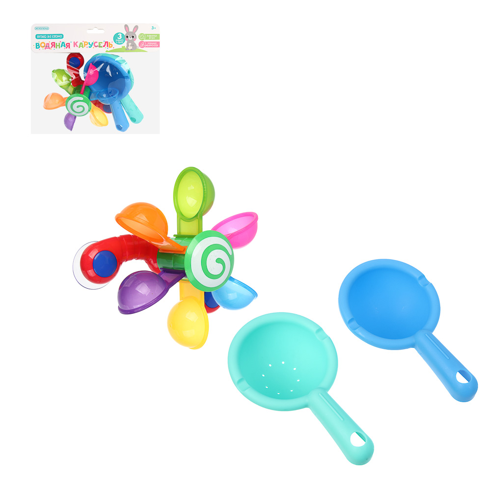 Игрушка развивающая ИГРОЛЕНД "Водяная карусель", набор 3 предмета, ABS, 14x19x4см, арт.№ 262-557