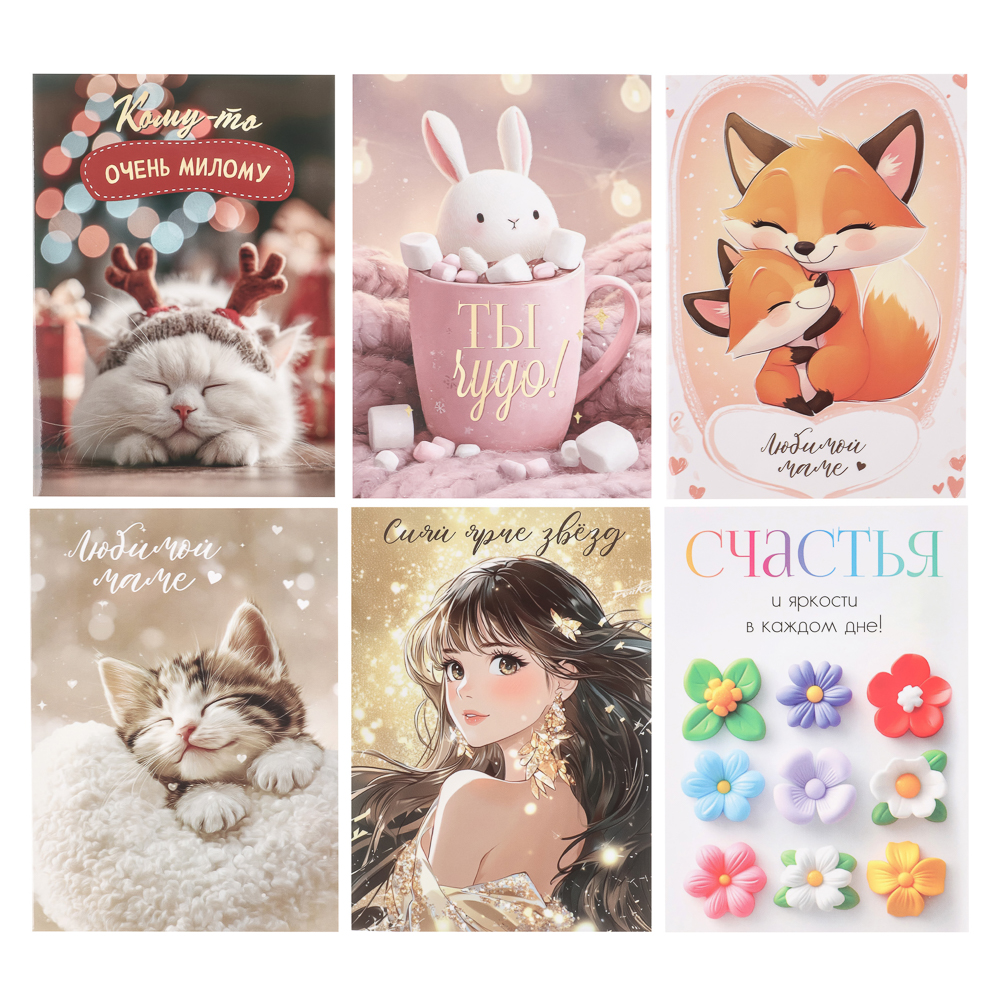 Открытка с молочным шоколадом 4 шт (картон, 21х14,5см+4штх5г.), арт.№ 347-133