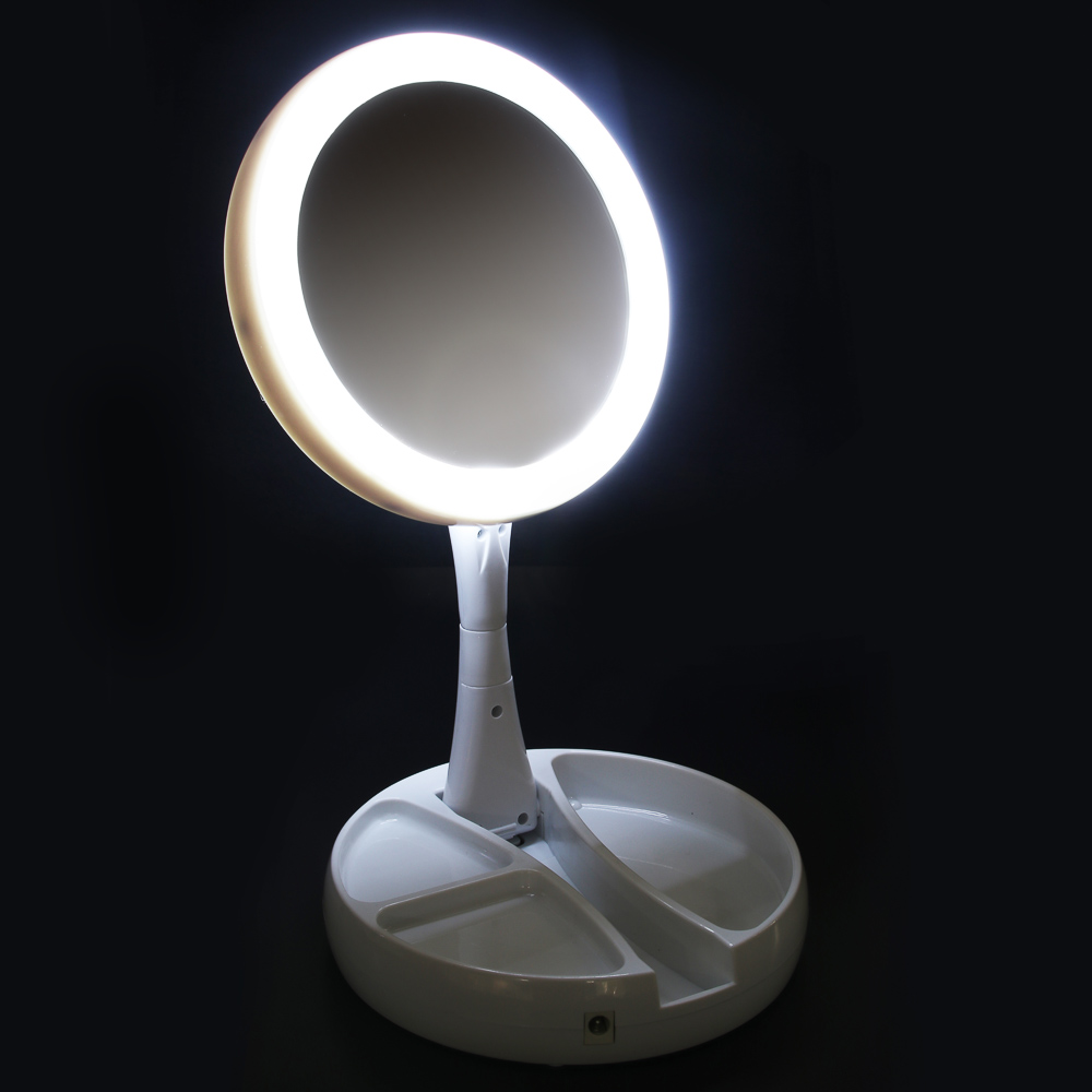 ЮНИLOOK Зеркало с LED-подсветкой, USB, 4хАА, пластик, стекло, d15,5см, арт.№ 347-093