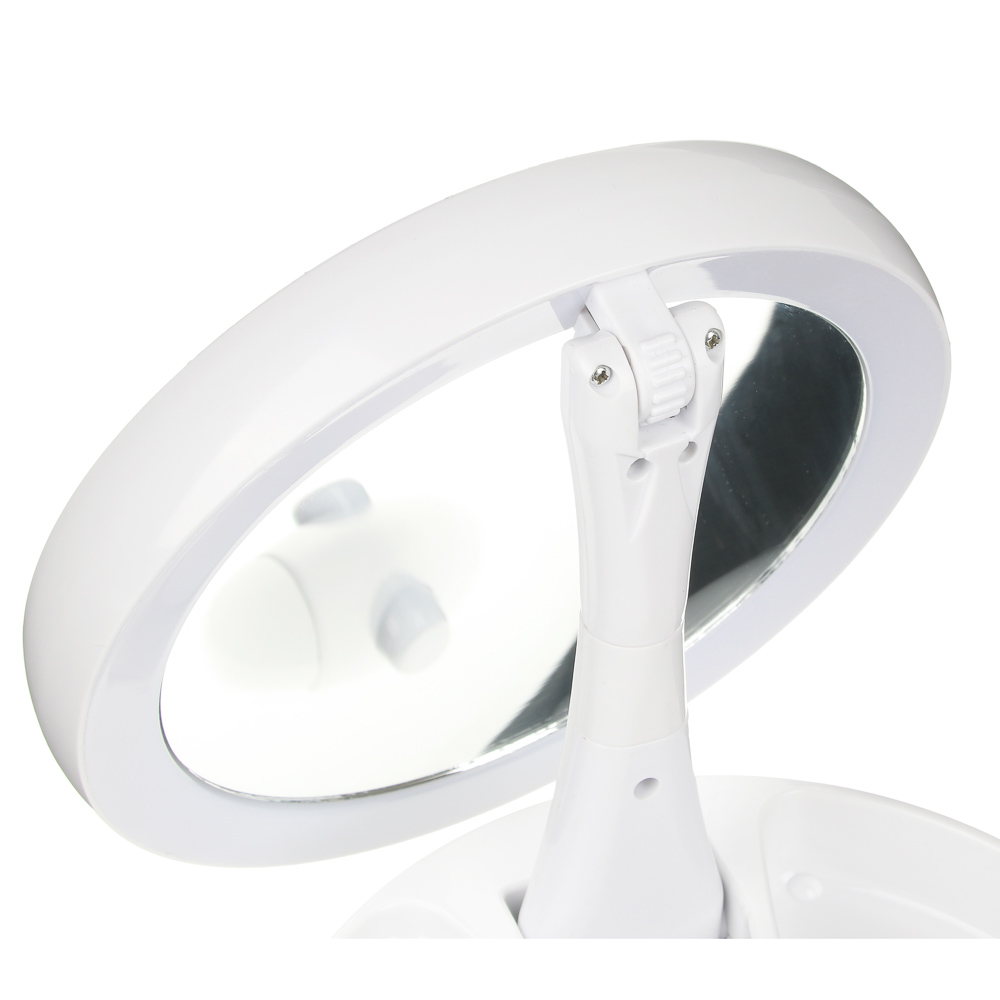 ЮНИLOOK Зеркало с LED-подсветкой, USB, 4хАА, пластик, стекло, d15,5см, арт.№ 347-093