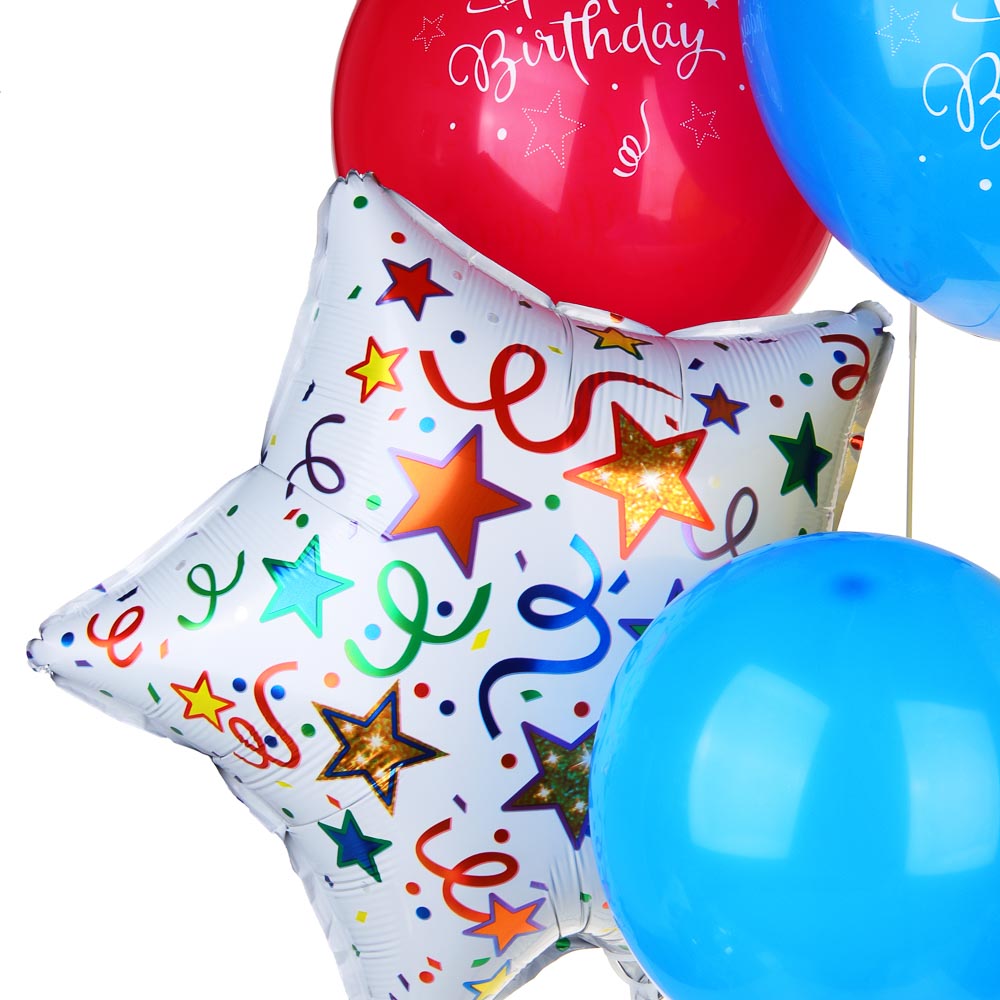 FNtastic Набор воздушных шаров 6шт с подставкой,фольга,пластик,картон, "Happy Birthday",разноцветные, арт.№ 518-044