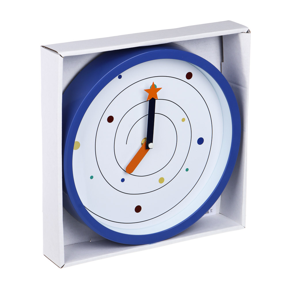 LADECOR CHRONO Часы настенные круглые, пластик, 25,4х25,4х4,2 см, 1xАА, синие, арт.2-17, арт.№ 581-248