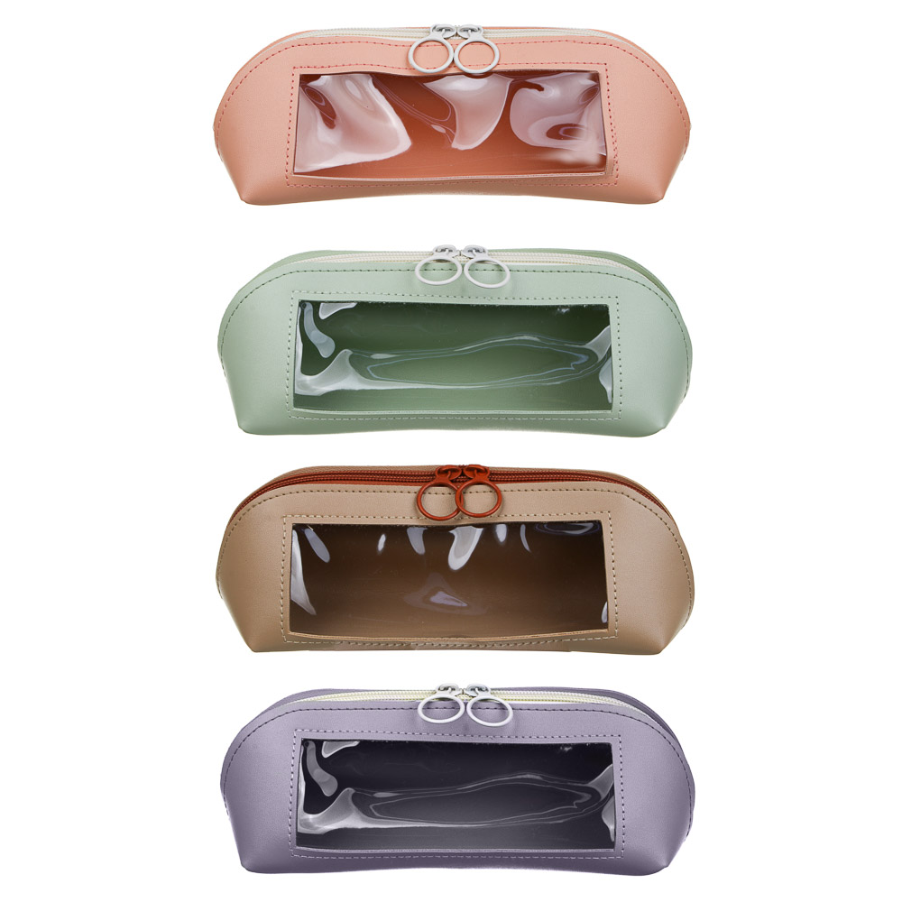 Пенал школьный на молнии, 22,5х8,5х7,5 см, 1 отделение с окном, ПУ, ПВХ, 4 цвета, арт.№ 238-445